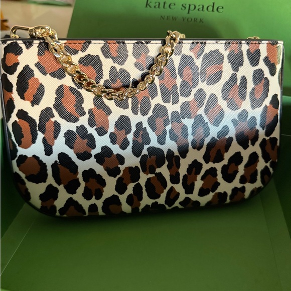 NWT Kate Spade Leopard Print Chain Pouchette - Picture 4 of 6
